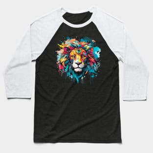 painted Lion Faces Baseball T-Shirt